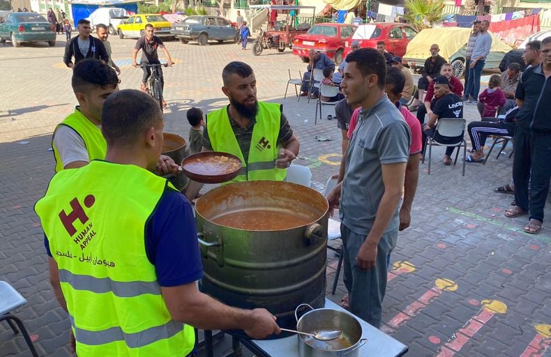 Soup being distributed in Gaza