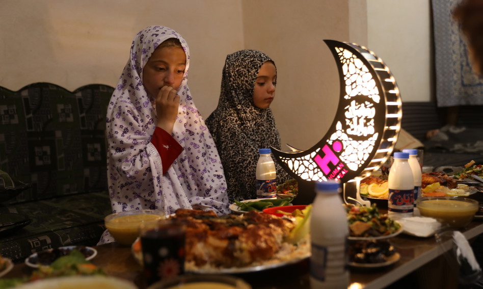 Girls eating iftar during Ramadan