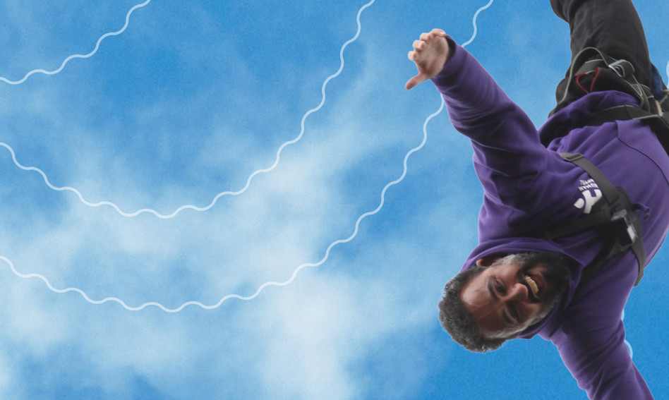 Man bungee jumping