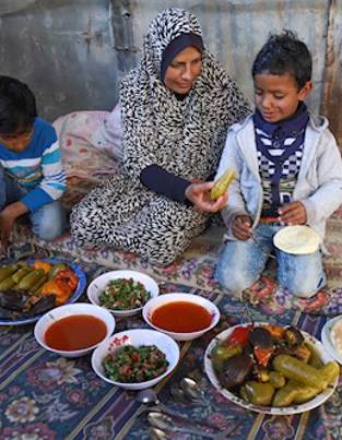 Family eating food together