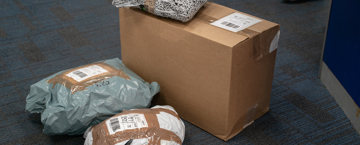 Clothing packaged up for collection