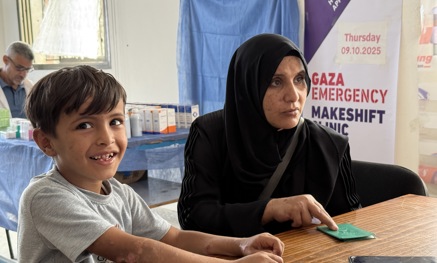 Child being checked at the clinic