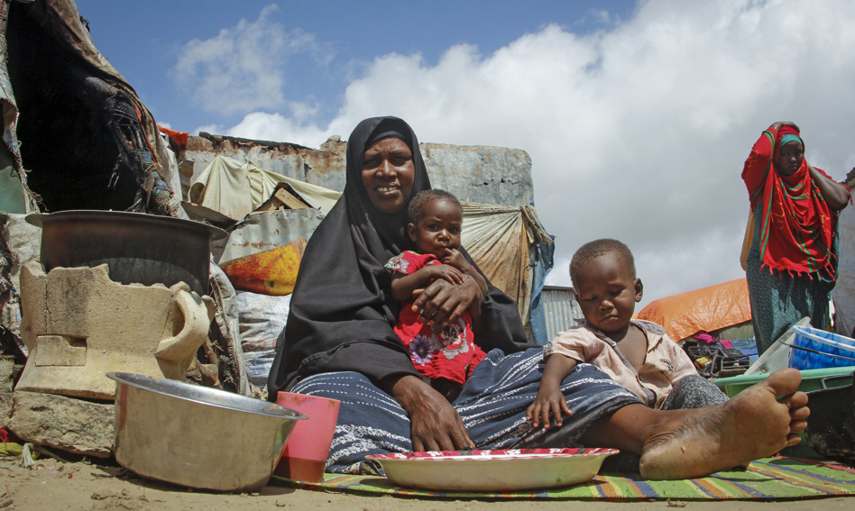 Young family eating together