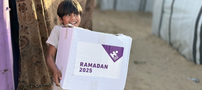 We provided 306 food parcels in the second 10 days of Ramadan.