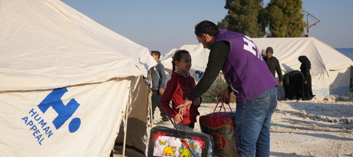 Blankets being distributed.