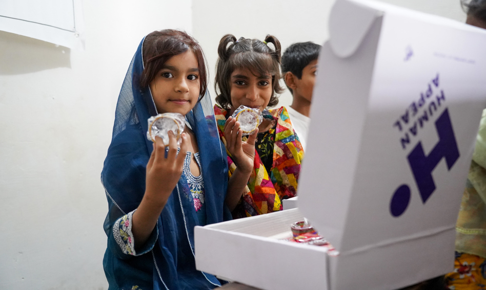 Children holding gifts