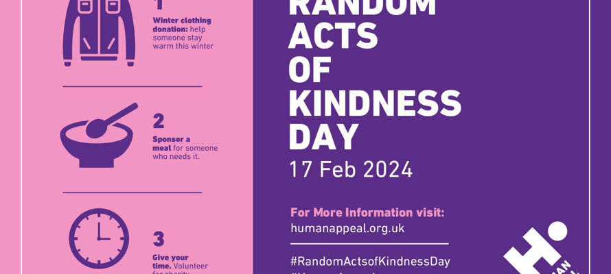 Support charities this Random Acts of Kindness Day, says Human Appeal