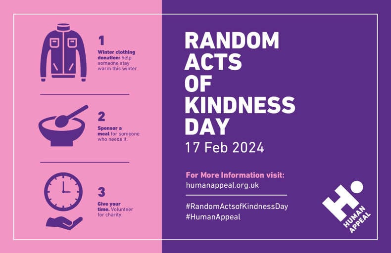 Support charities this Random Acts of Kindness Day, says Human Appeal ...