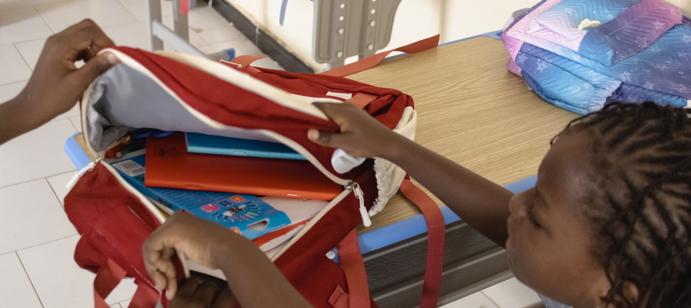 941 orphaned children in Senegal were provided with school bags, with stationery, notebooks, pens, and other useful school materials; as well as colouring pencils to help bright their days. 